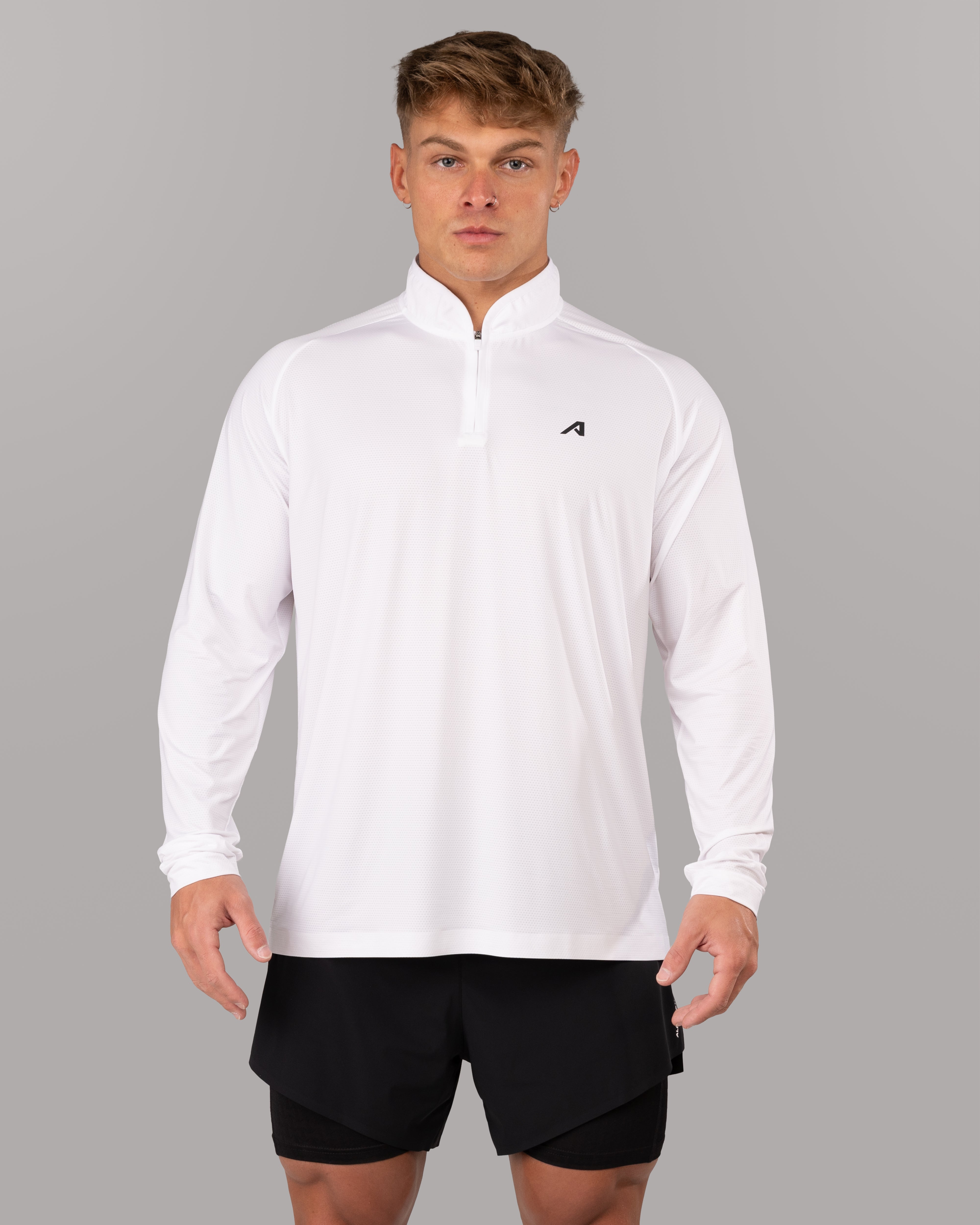 Racer Quarter Zip - White