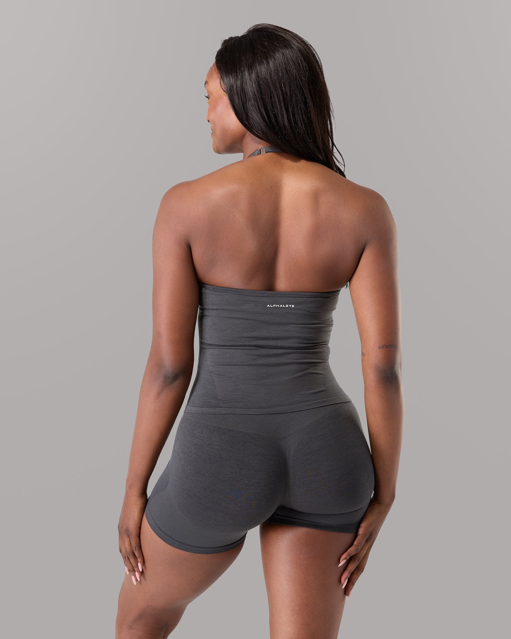Halter Push Tank - Dark Heather Grey